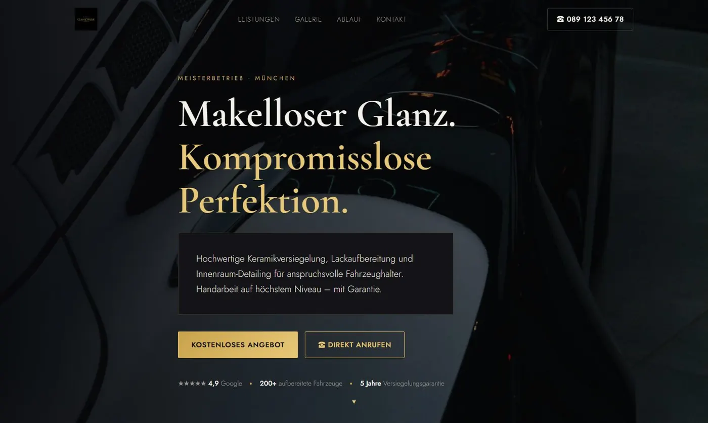 Glanzwerk Autopflege Website