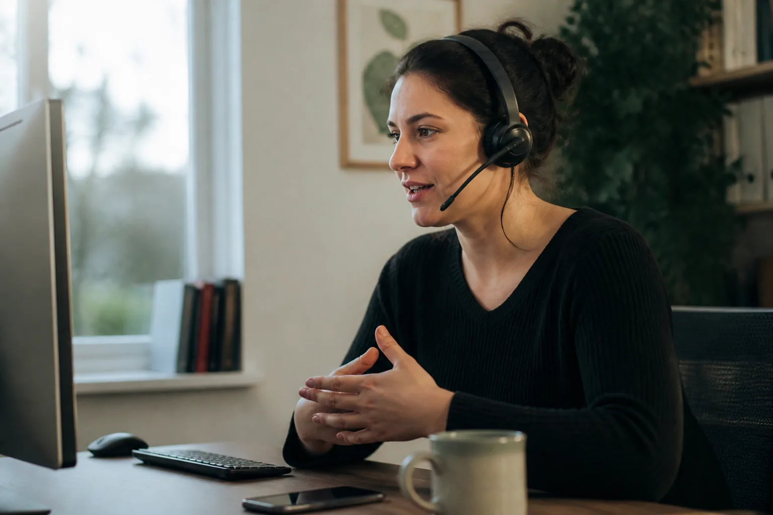 Support-Mitarbeiter mit Headset im Gespräch