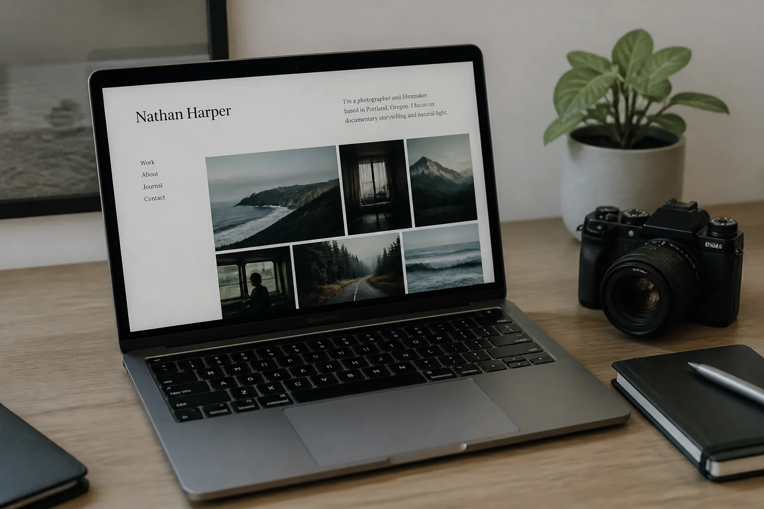 Portfolio-Seiten liegen auf dem Tisch