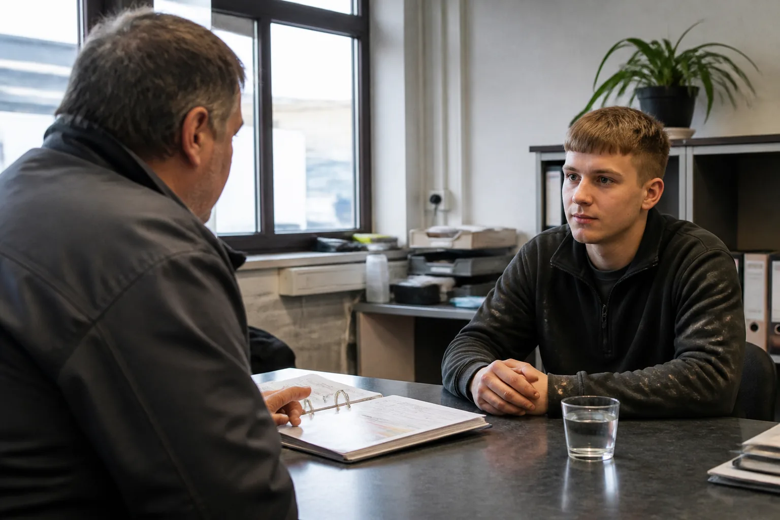 Vorstellungsgespräch im Handwerksbetrieb